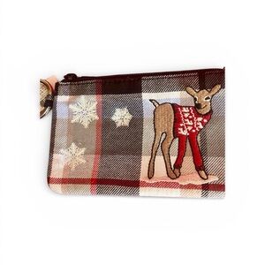 NWT Vera Bradley Perfectly Plaid Reindeer Zip ID Case